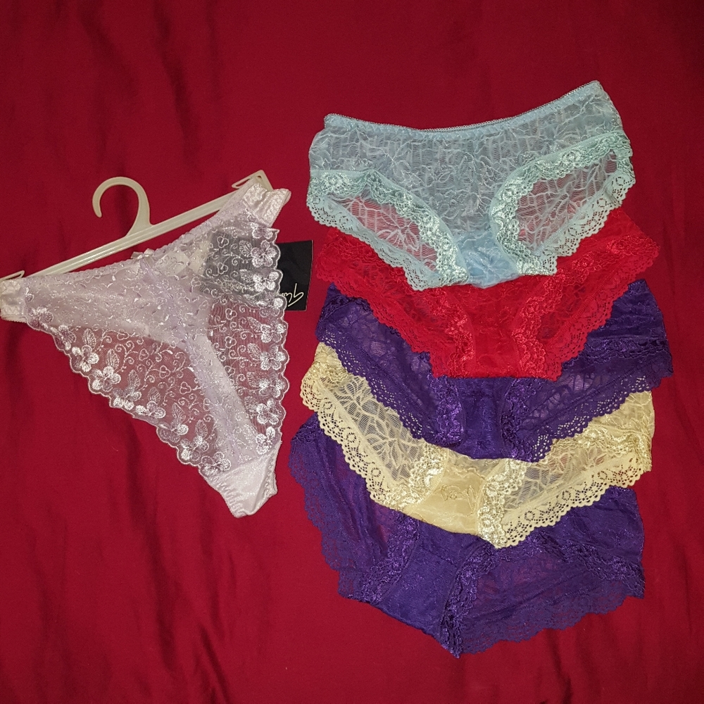 2/$25 XS Brand new Sheer Lace trim Panties Lot + Thong